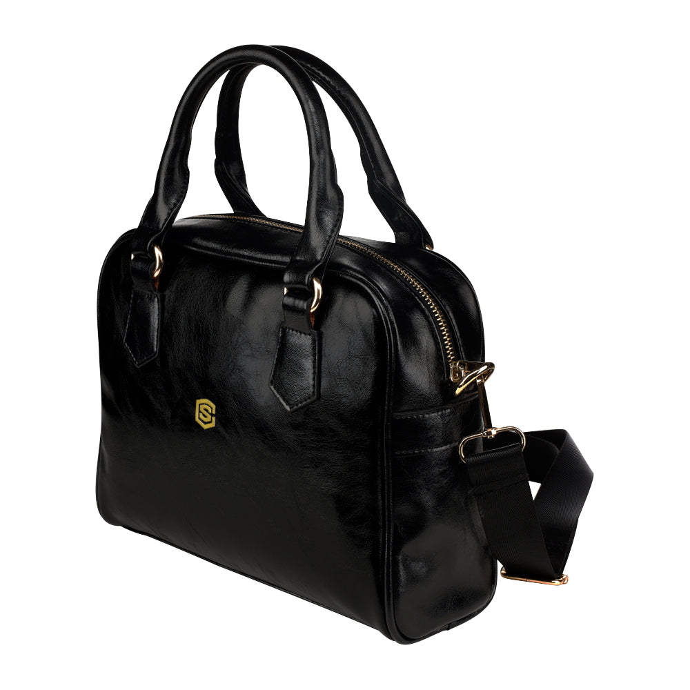 BLACK Shoulder Hand bag gold logo Shoulder Handbag (Model 1634)