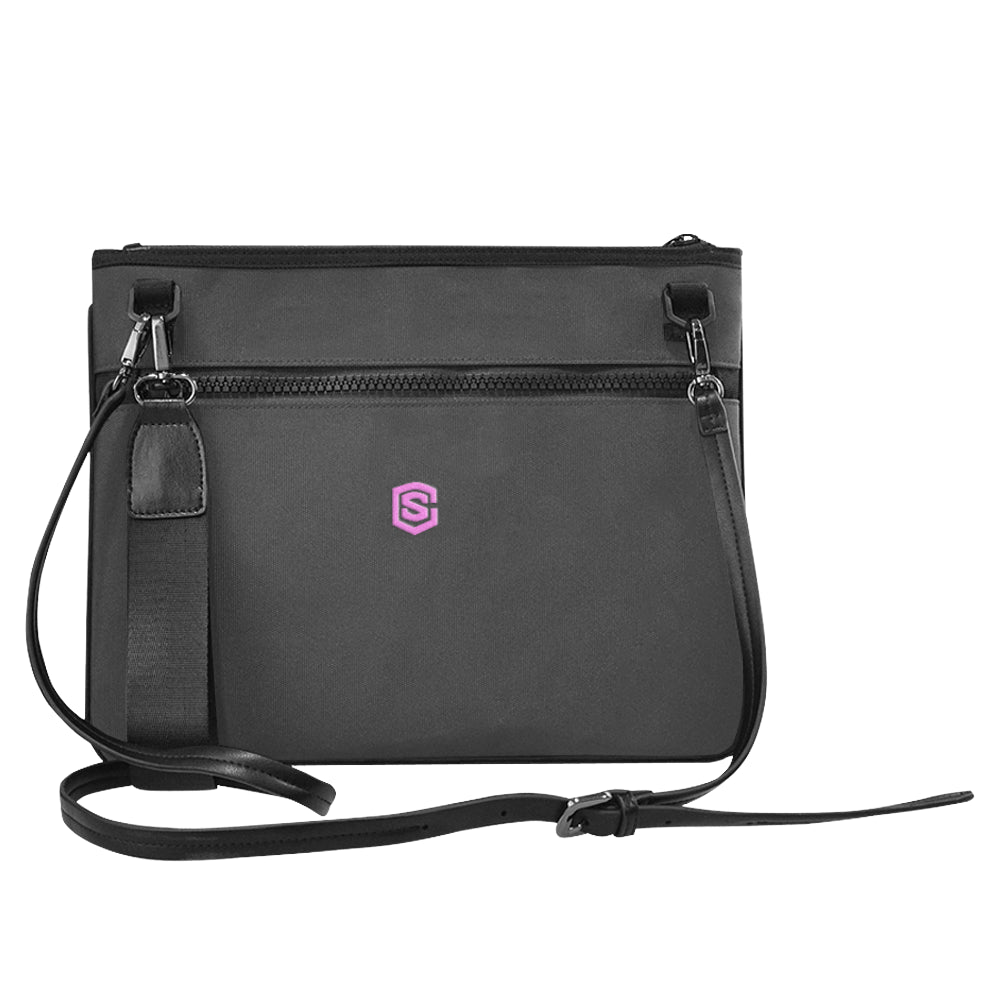 BLACK SLIM CLUTCH BAG pink logo Slim Clutch Bag (Model 1668)