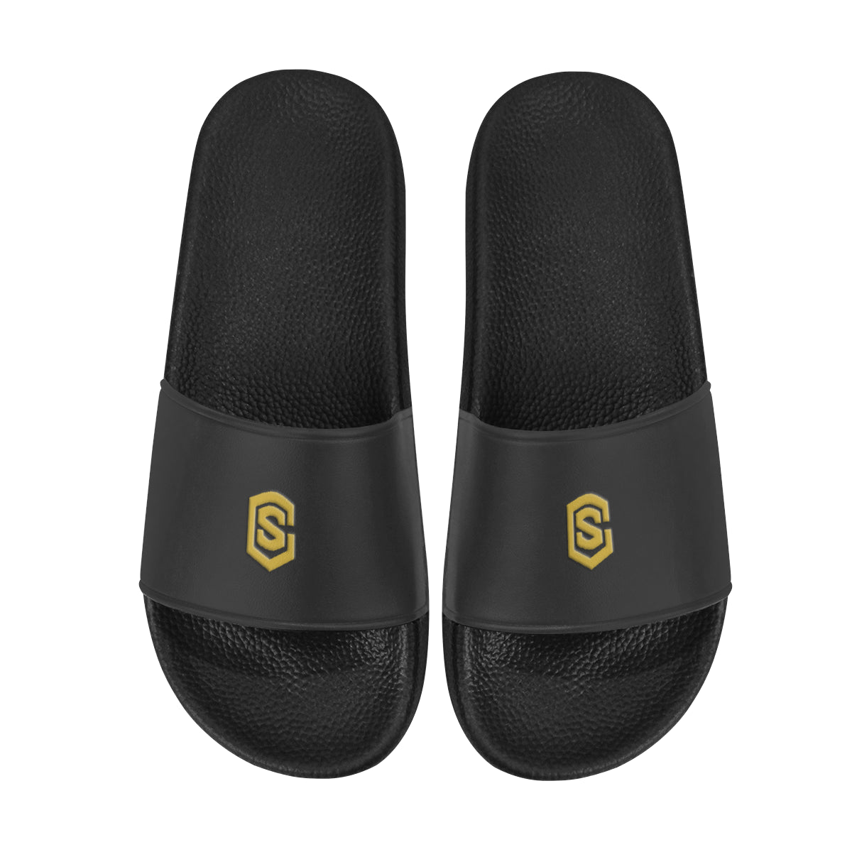 gold logo Men's Slide Sandals (Model 057)