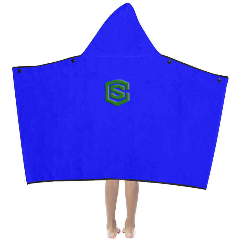 Blue Kids' Hooded Bath Towels with Green Logo Kids' Hooded Bath Towels