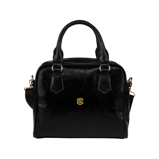 BLACK Shoulder Hand bag gold logo Shoulder Handbag (Model 1634)