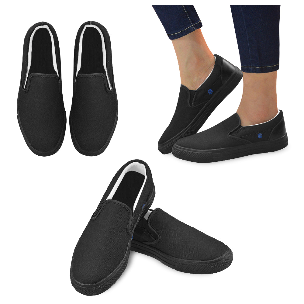 blue logo Women's Slip-on Canvas Shoes (Model 019)