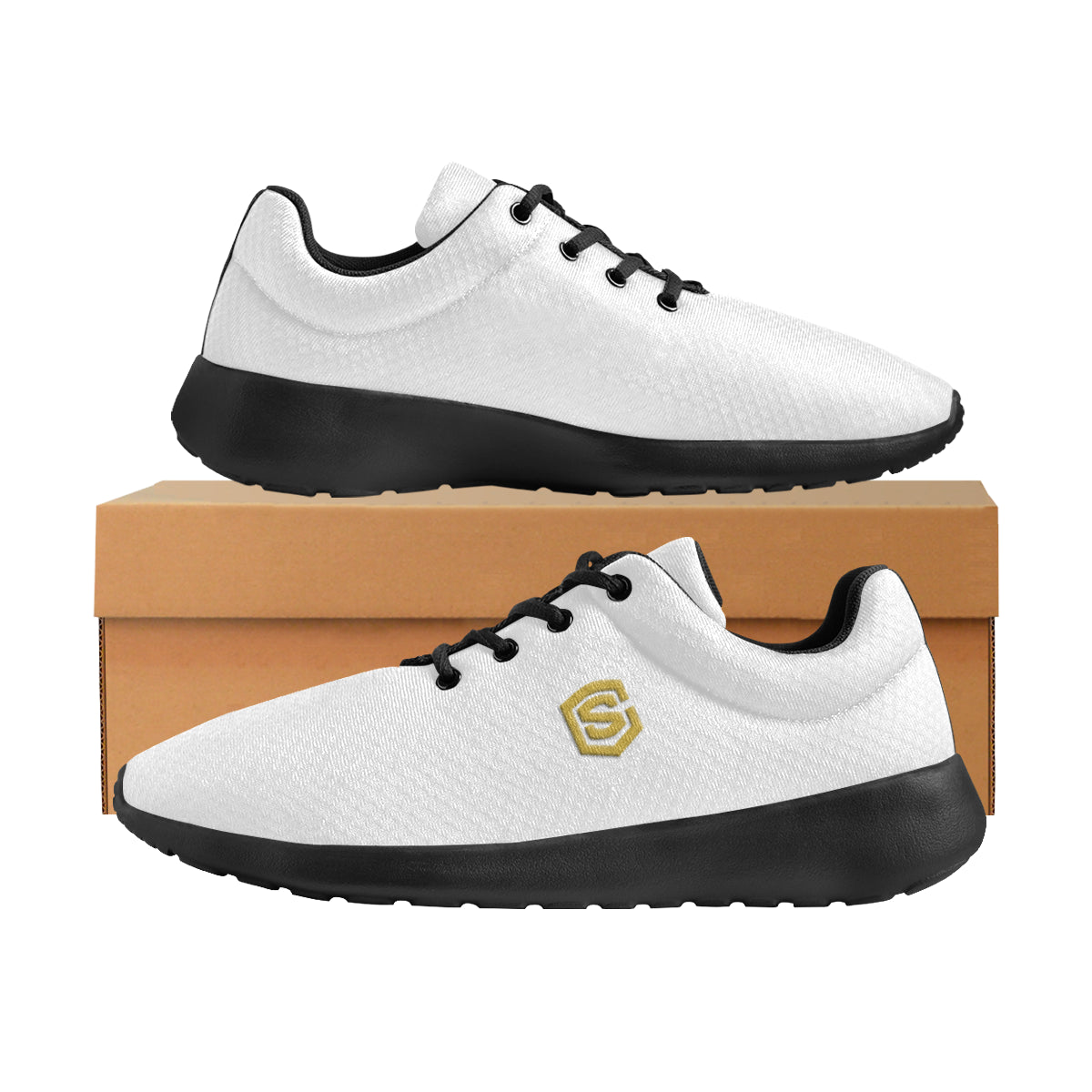 gold logo Men's Athletic Shoes (Model 0200)