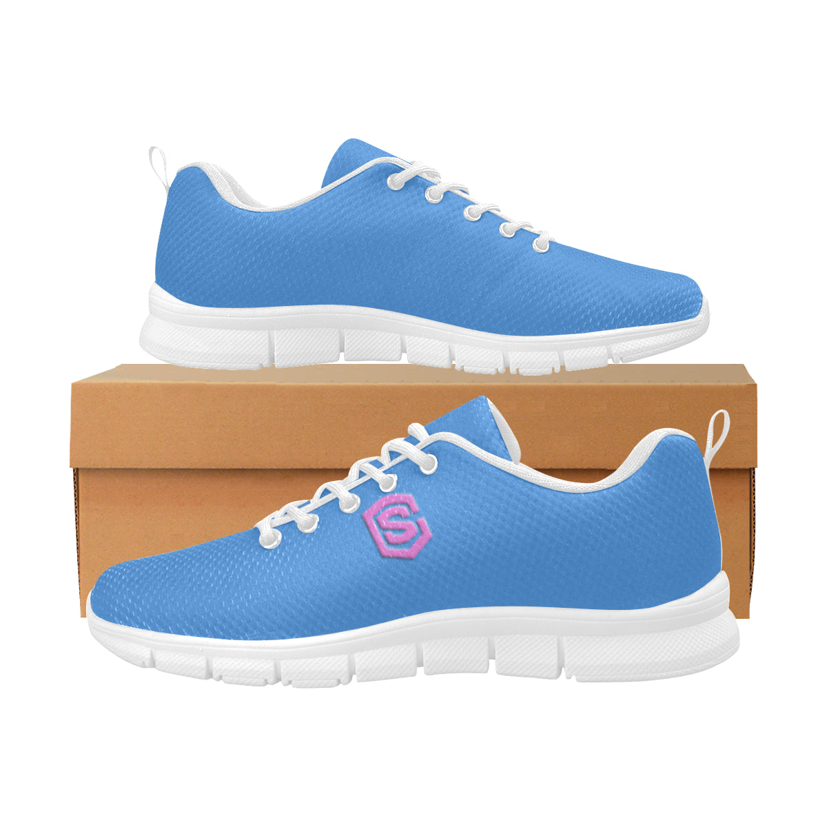 pink logo Women's Breathable Running Shoes (Model 055)