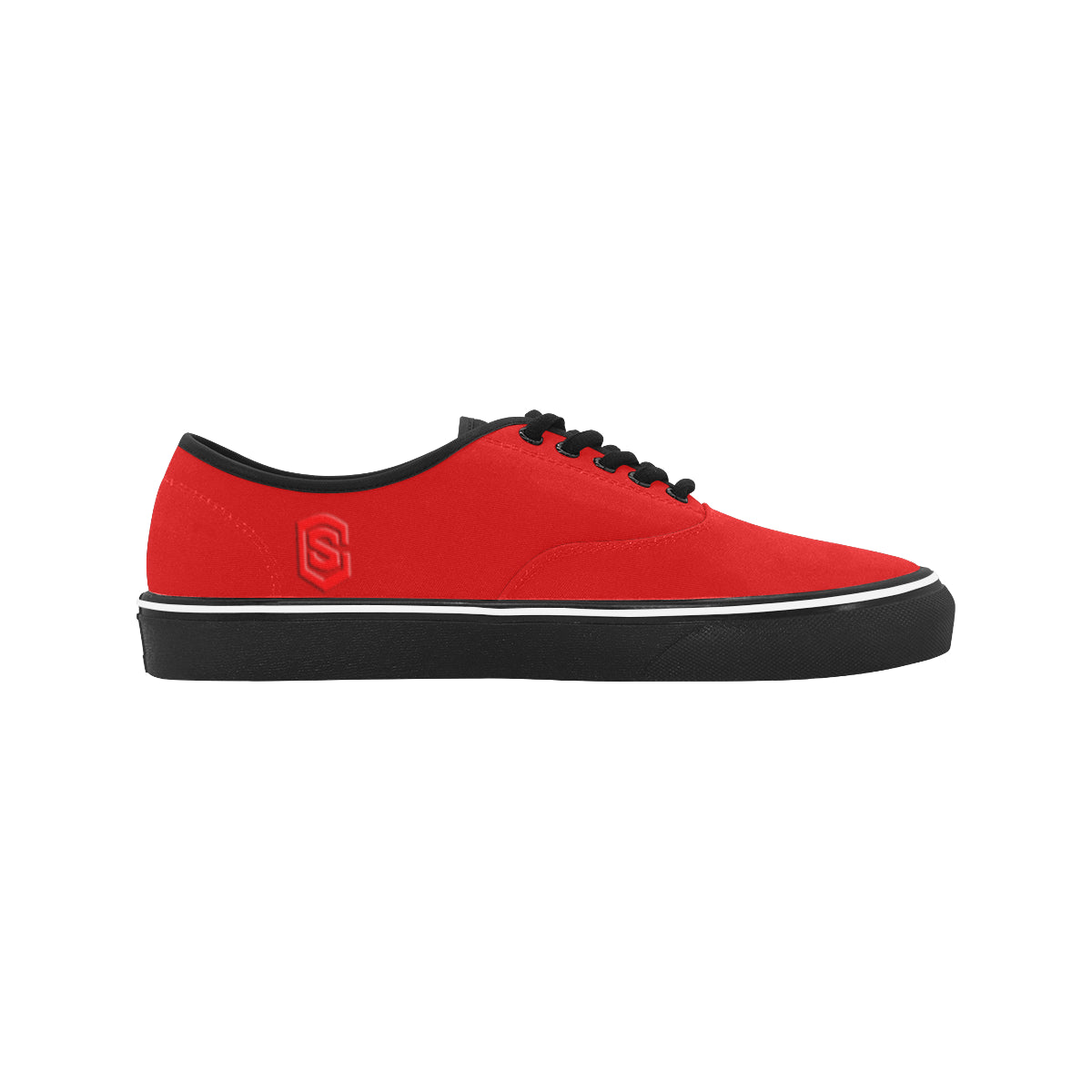 Red logo Classic Men's Canvas Low Top Shoes/Large (Model E001-4)