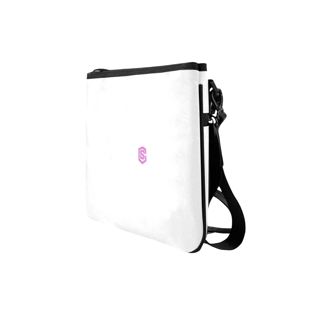 WHITE SLIM CLUTCH BAG pink logo Slim Clutch Bag (Model 1668)