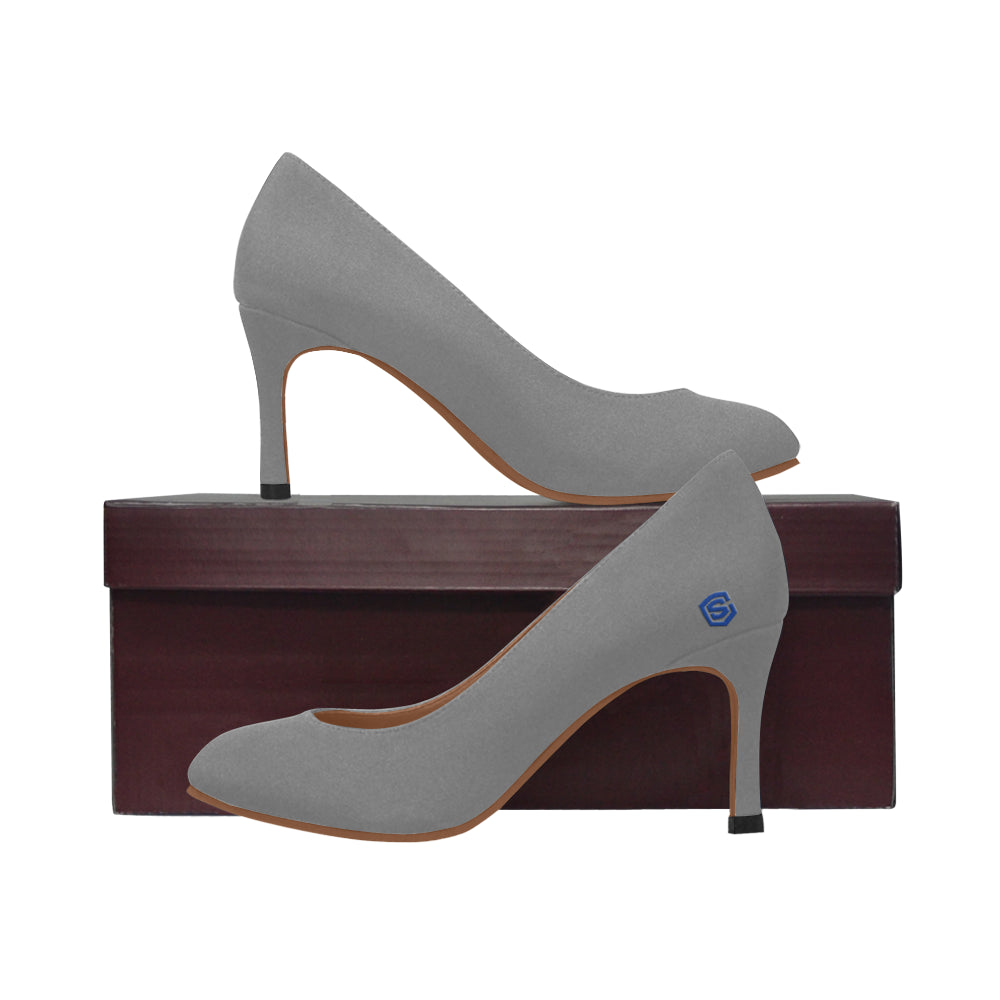 GRAY Women's High Heels blue logo Women's High Heels (Model 048)