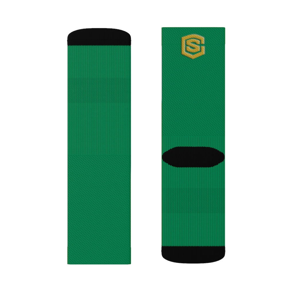 Green Sublimation Socks Gold Logo