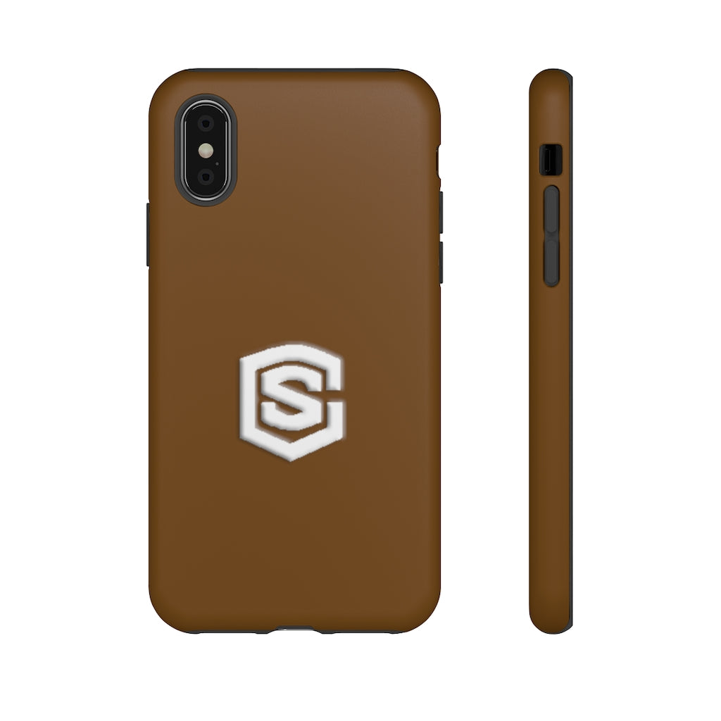 Brown Tough Cases White Logo