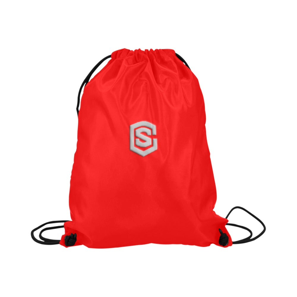 Red Drawstring Bags Large With Silver Logo Drawstring Bags (Model 1604) (Large)