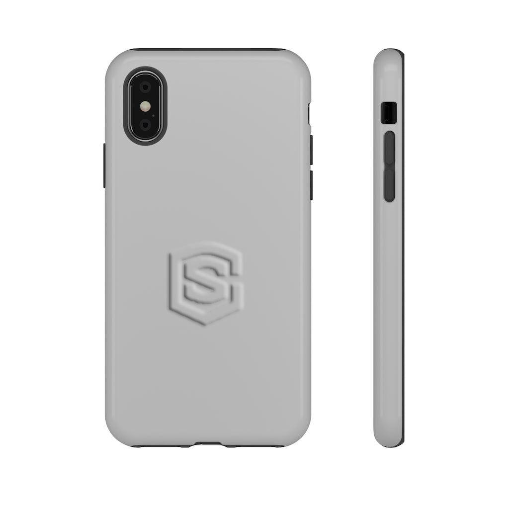 Grey Tough Cases Silver Logo