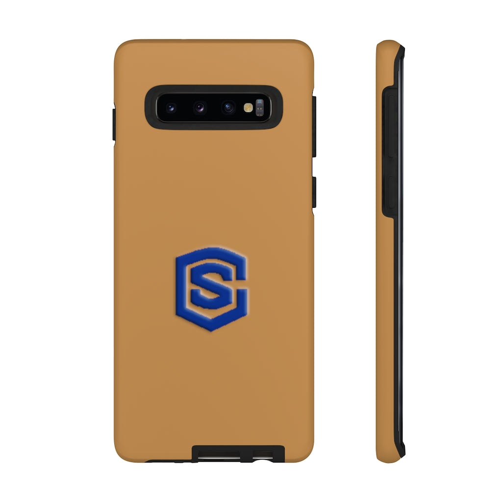 Brown Tough Cases Blue Logo