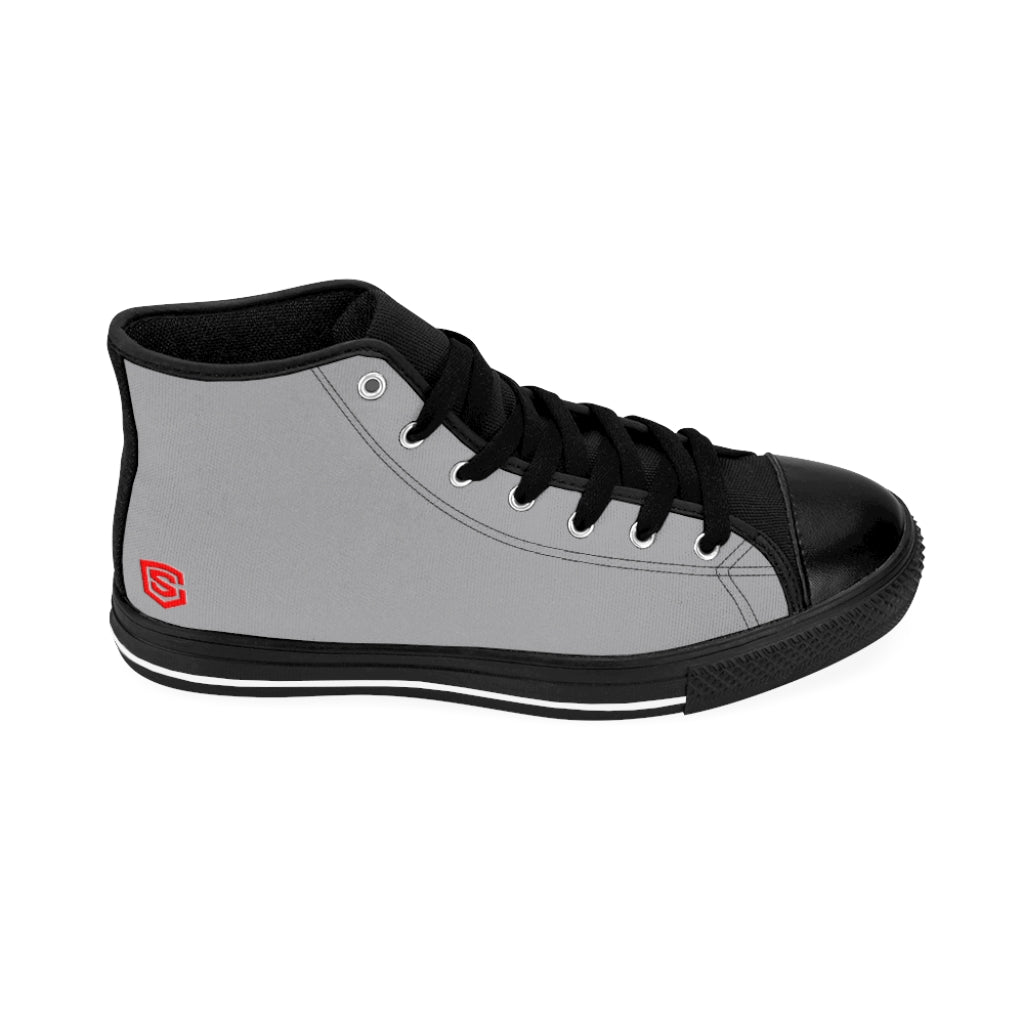 grey Women's High-top Sneakers Red logo