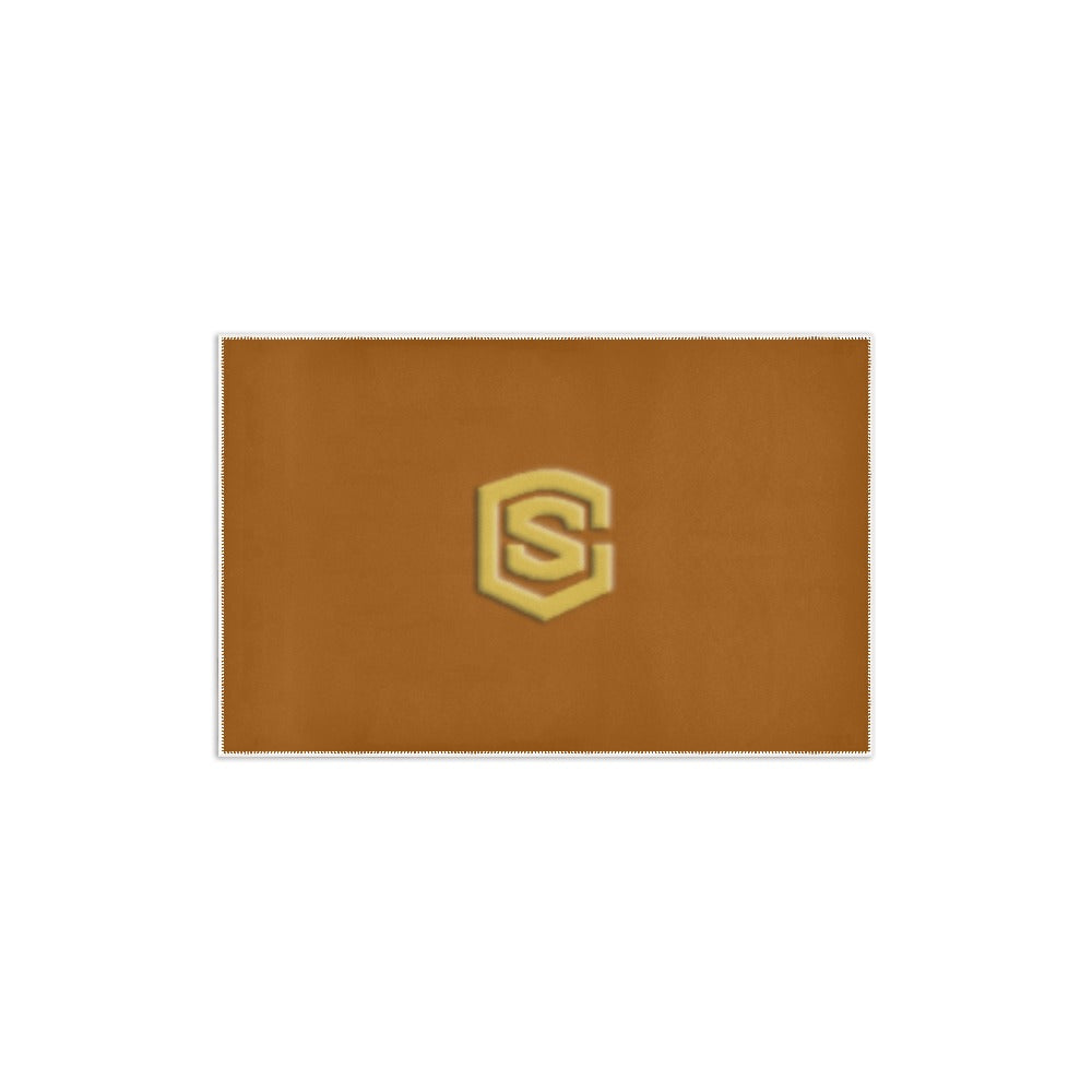 Brown Area Rug 2.6' x 1.7' with Gold Logo Area Rug 2.6' x 1.7'
