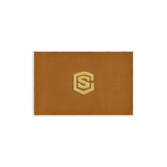 Brown Area Rug 2.6' x 1.7' with Gold Logo Area Rug 2.6' x 1.7'