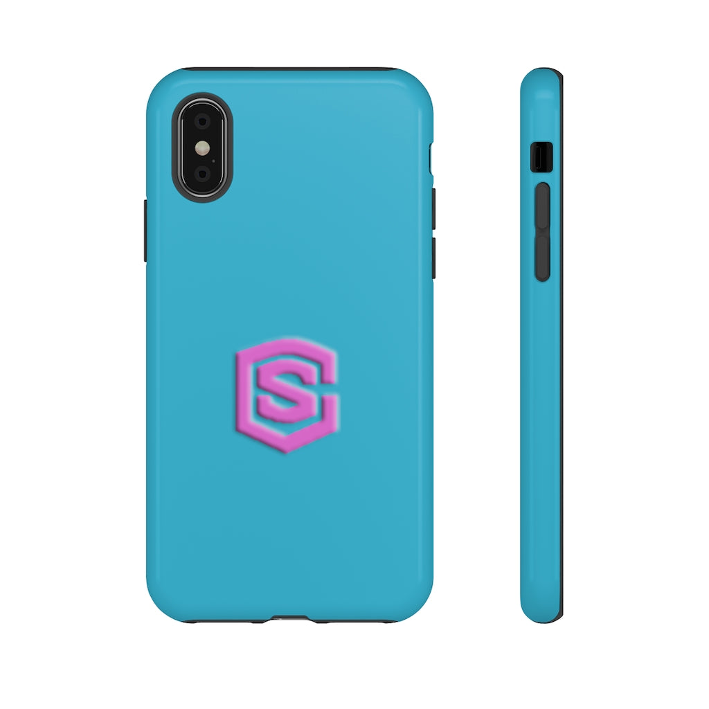 Blue Tough Cases Pink Logo