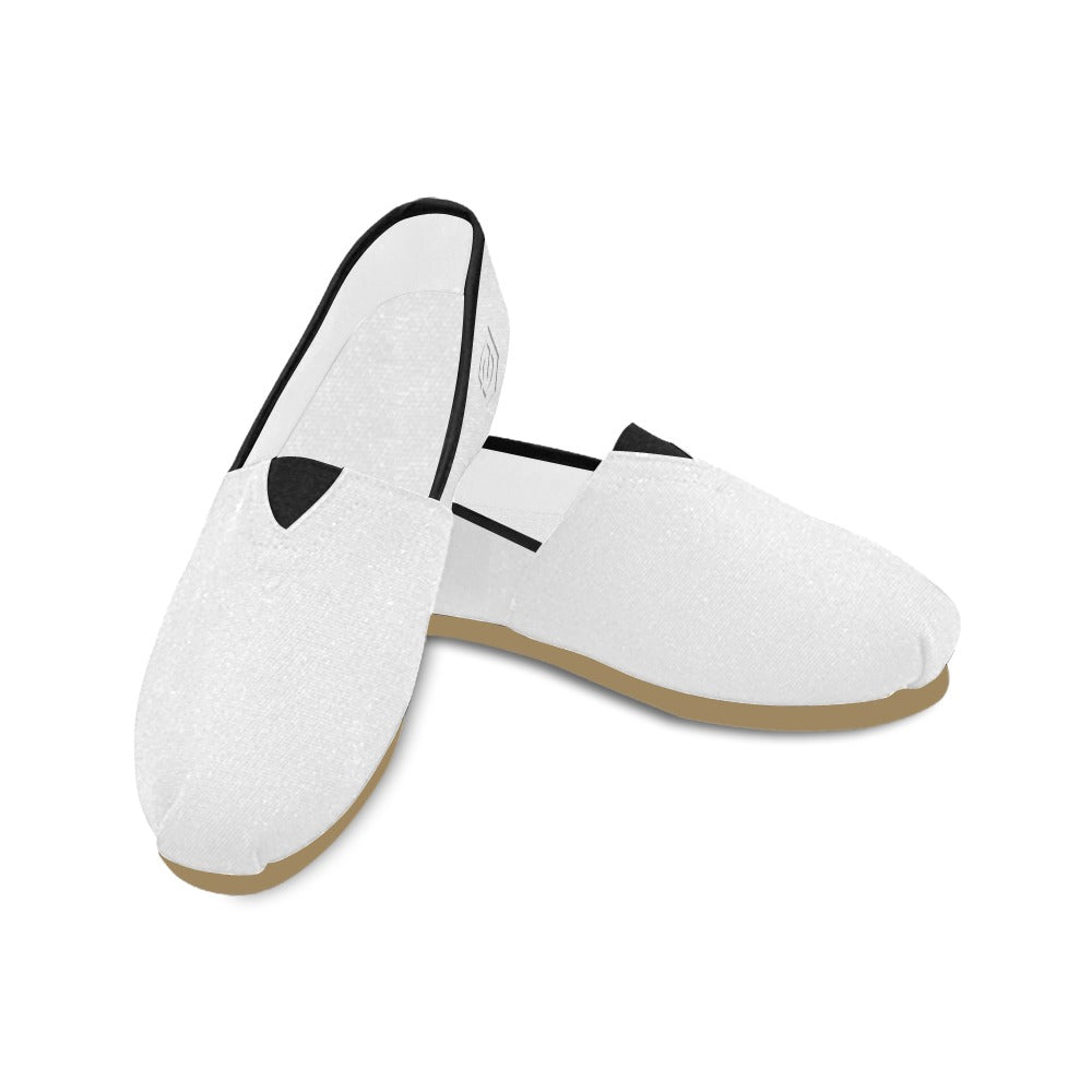 WHITE casual shoes for women WITH WHITE LOGO Casual Canvas Women's Shoes (Model 004) (Designs are mirrored)