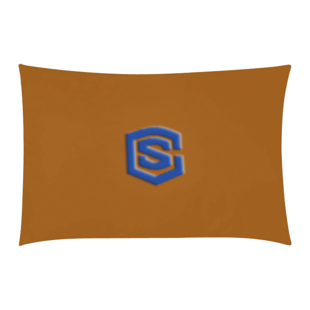 Brown 3-Piece Bedding Set (1 Duvet Cover 86"x70"; 2 Pillowcases 20"x30")(One Side) wtih Blue Logo 3-Piece Bedding Set (1 Duvet Cover 86"x70"; 2 Pillowcases 20"x30")(One Side)