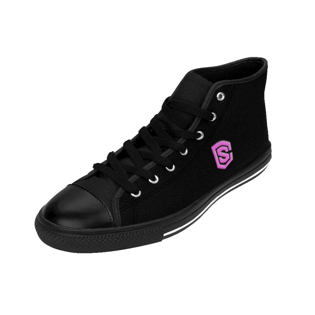 Black Men's High-top Sneakers - pink logo