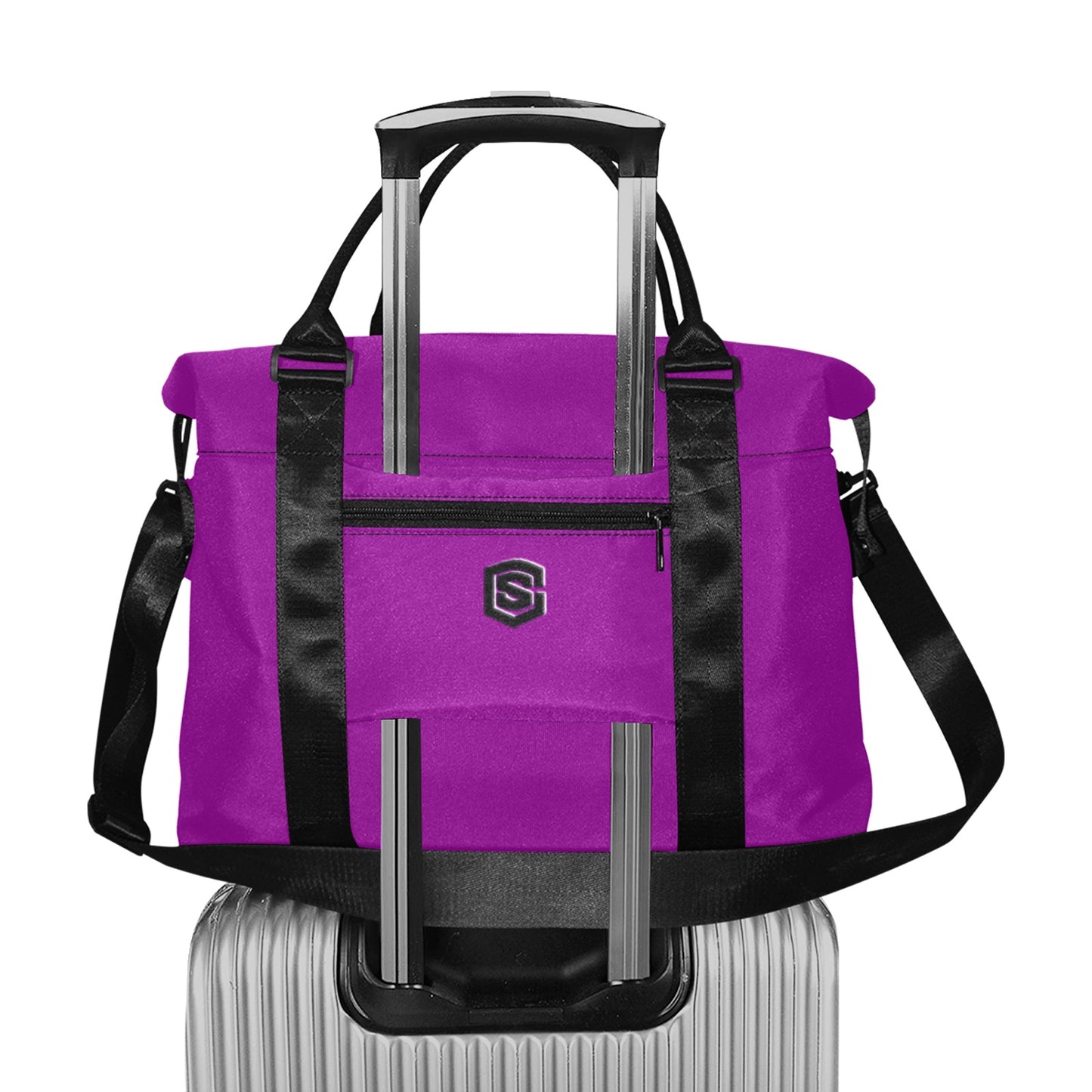 Purple Large Capacity Duffle Bag With Black Logo Large Capacity Duffle Bag(Model1715)