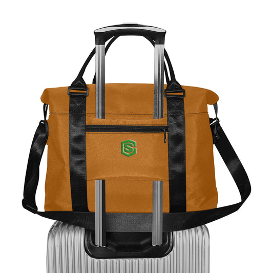 Brown Large Capacity Duffle Bag With Green Logo Large Capacity Duffle Bag(Model1715)