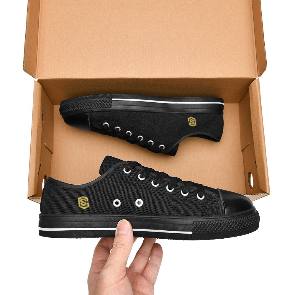 Gold Logo Men's Classic Canvas Shoes (Model 018)