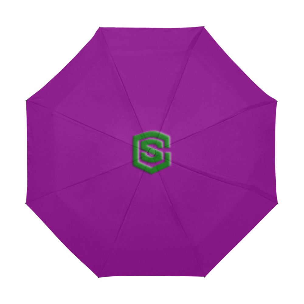 Purple Anti-UV Automatic Umbrella With Green Logo Anti-UV Automatic Umbrella(Outside Printing)(Model U09)