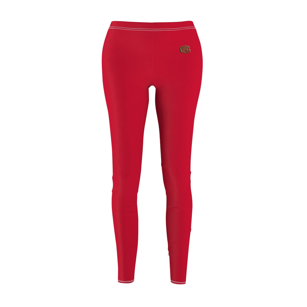 Red Women's Cut & Sew Casual Leggings Brown logo