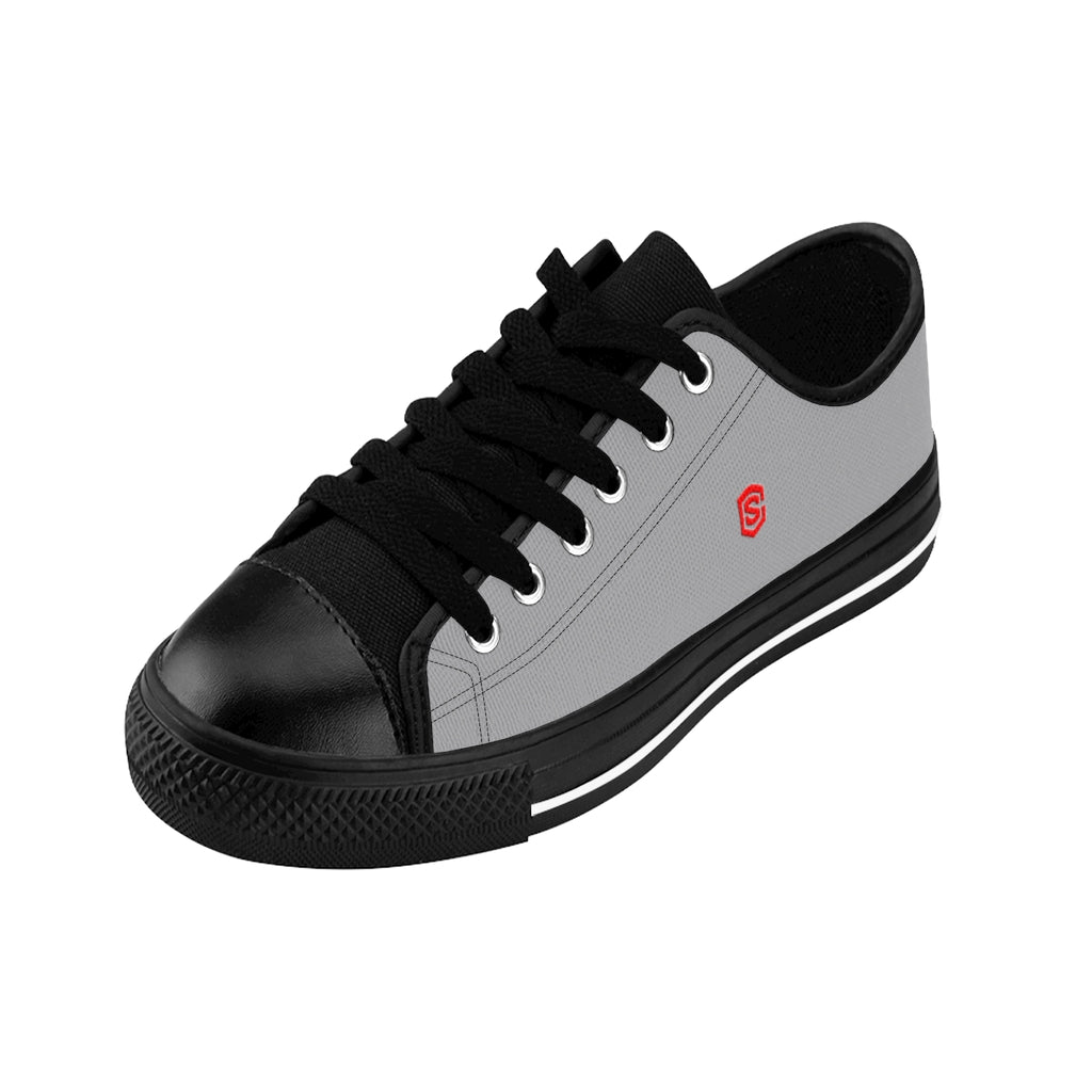 grey Men's Sneakers - red logo