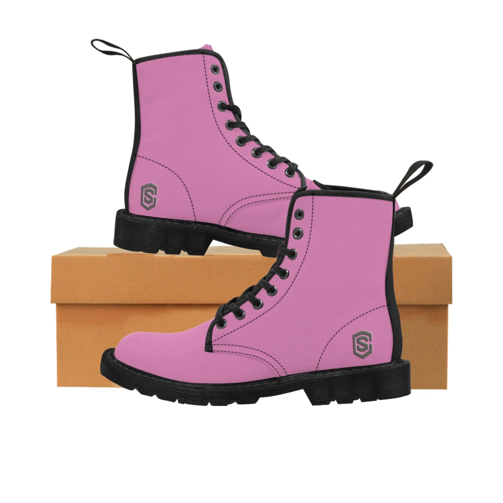 Pink Men's Canvas Boots Silver Logo