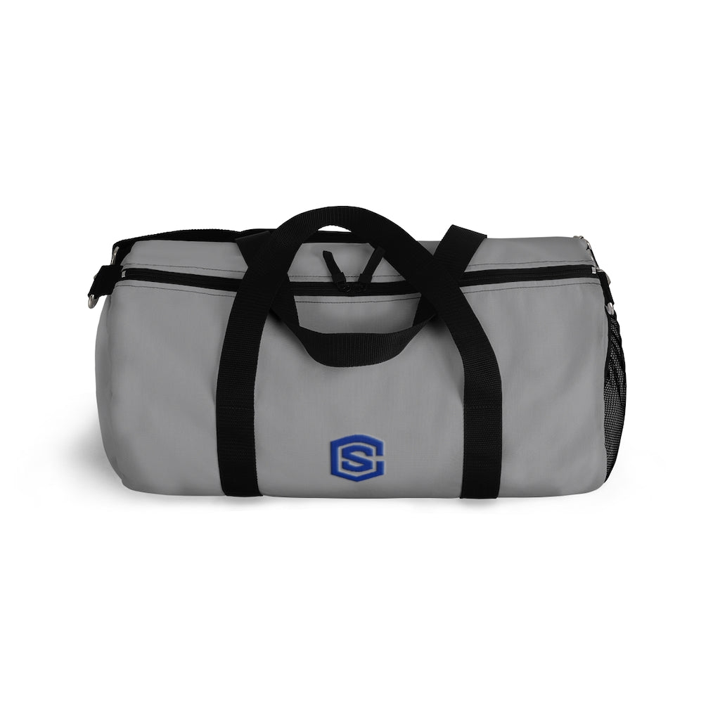 Grey Duffel Bag Blue Logo