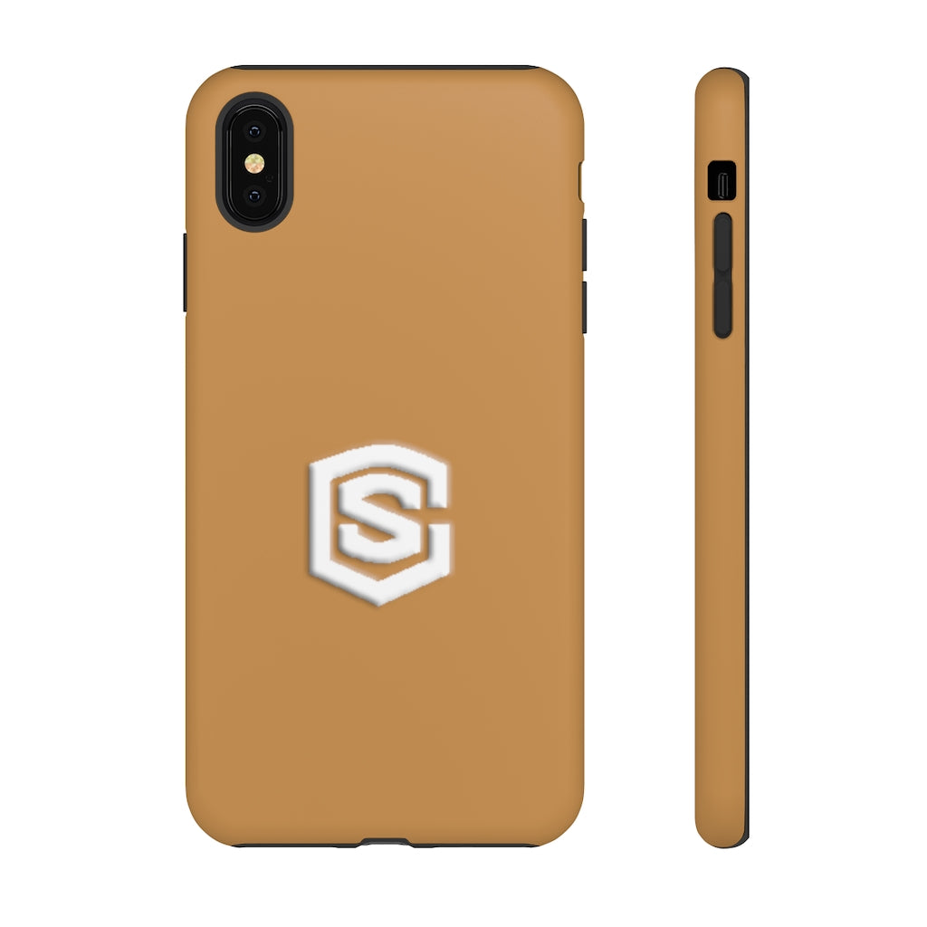 Brown Tough Cases White Logo