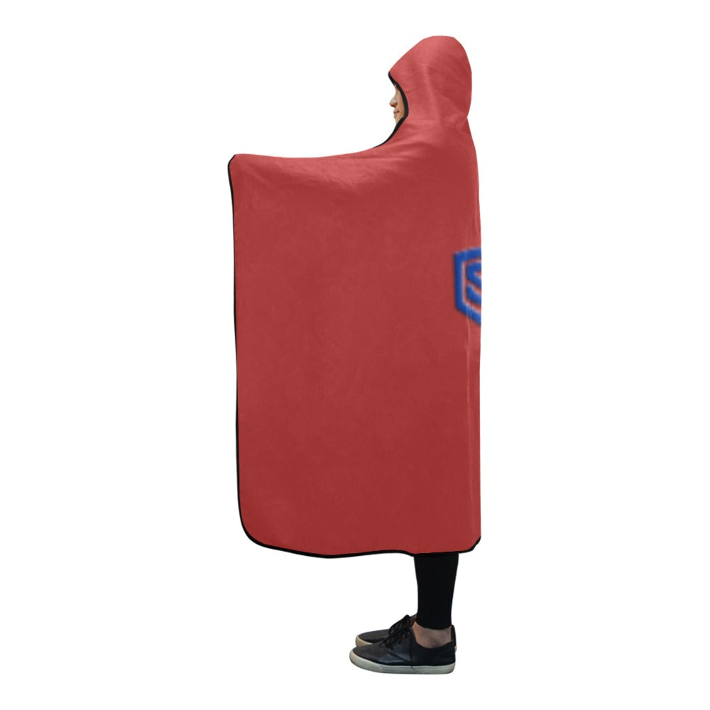 BROWN Hooded Blanket WHITH BLUE  LOGO Hooded Blanket 80"x56"