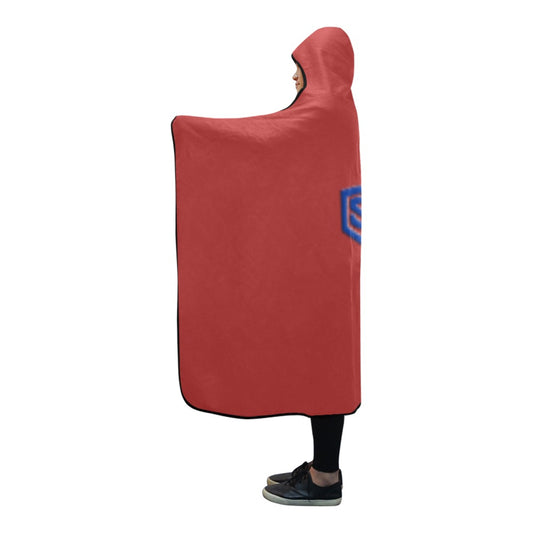 BROWN Hooded Blanket WHITH BLUE  LOGO Hooded Blanket 80"x56"