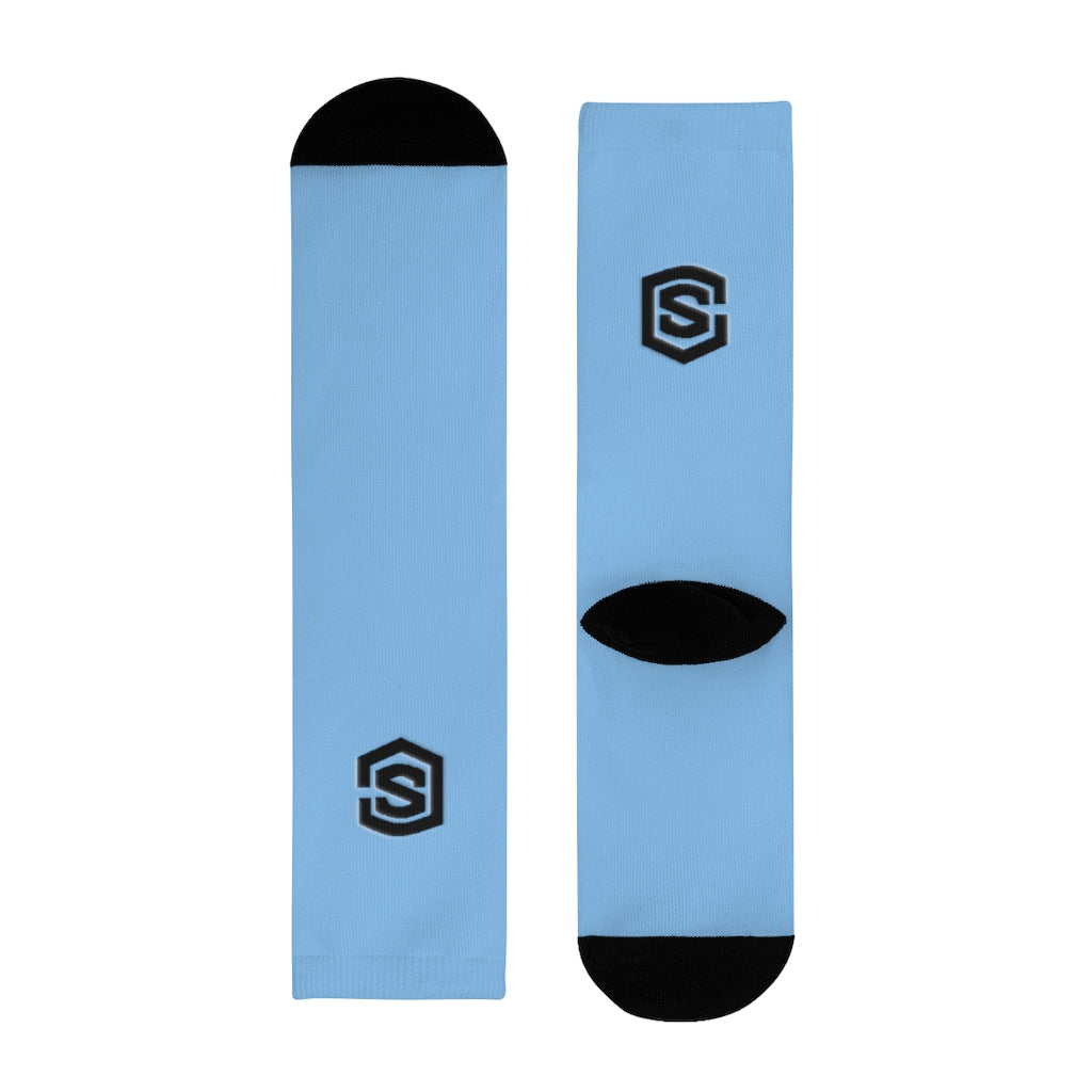 Blue Sublimation Crew Socks (EU) Blue Logo