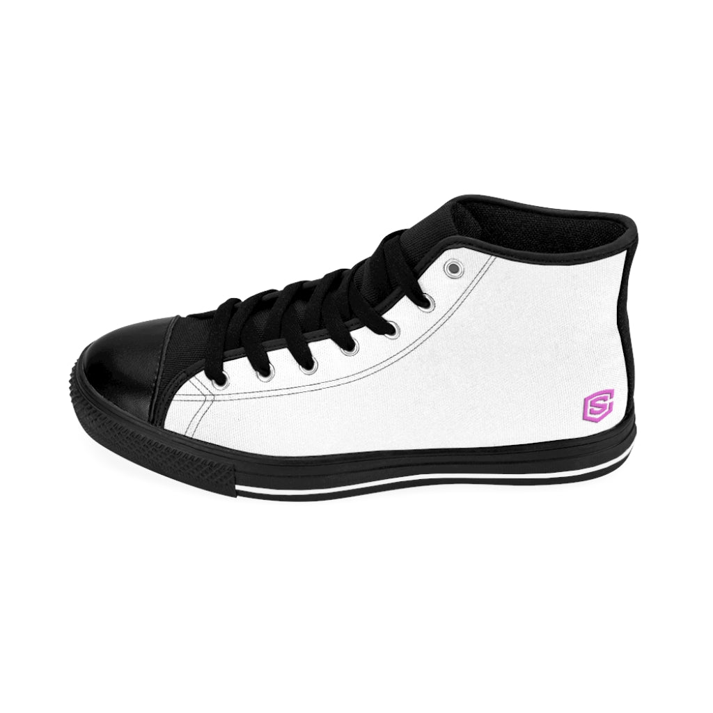 white Women's High-top Sneakers Pink logo