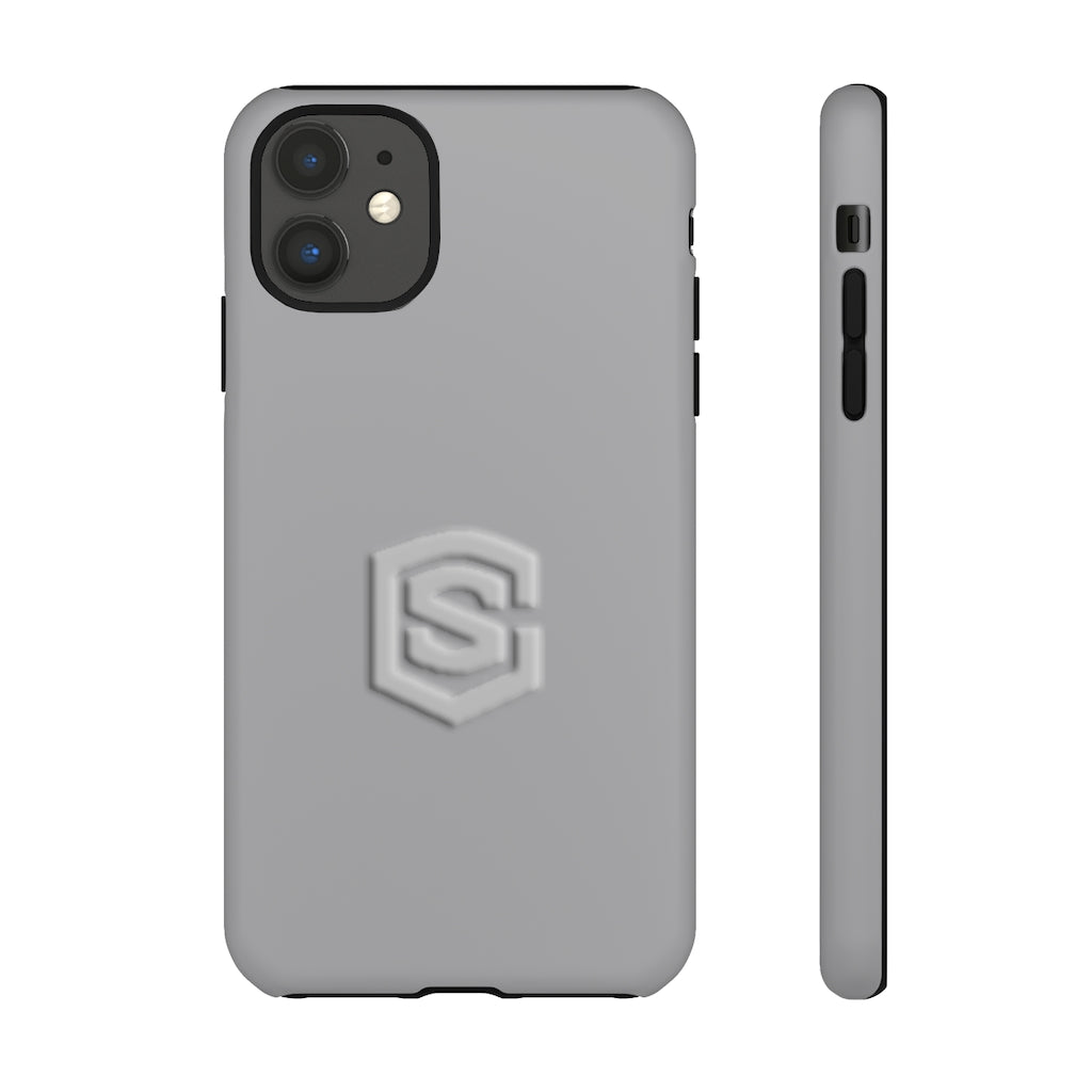 Grey Tough Cases Silver Logo