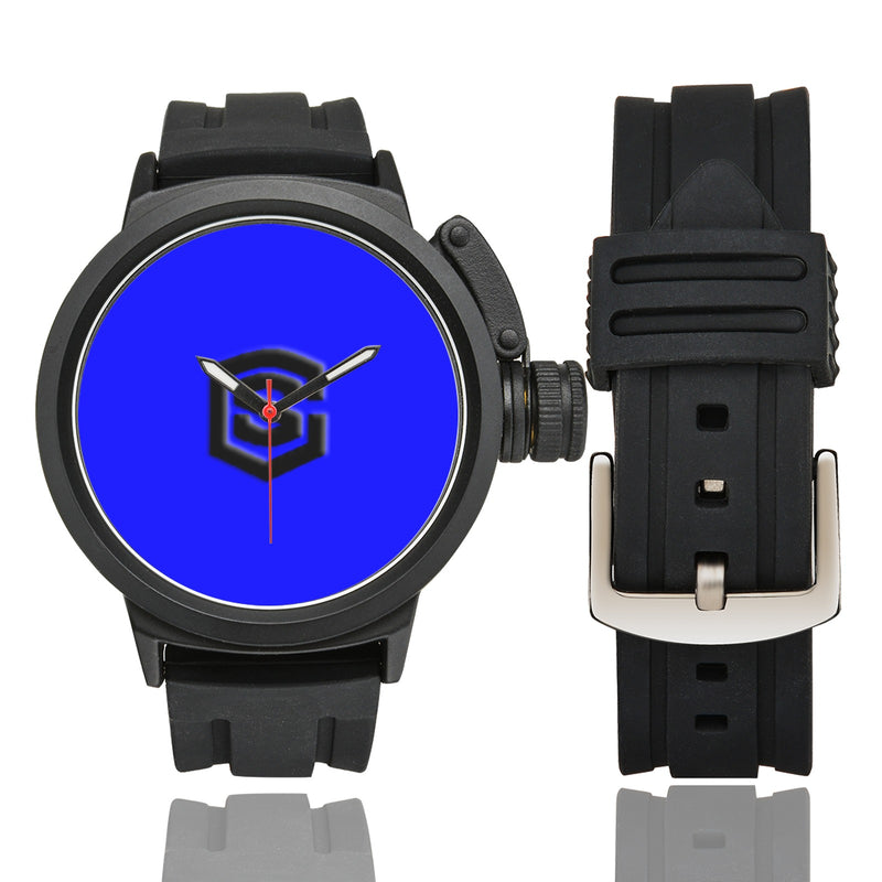 BLUE MEN SPORT WATCH BLACK LOGO Men's Sport Watch (Model 309)