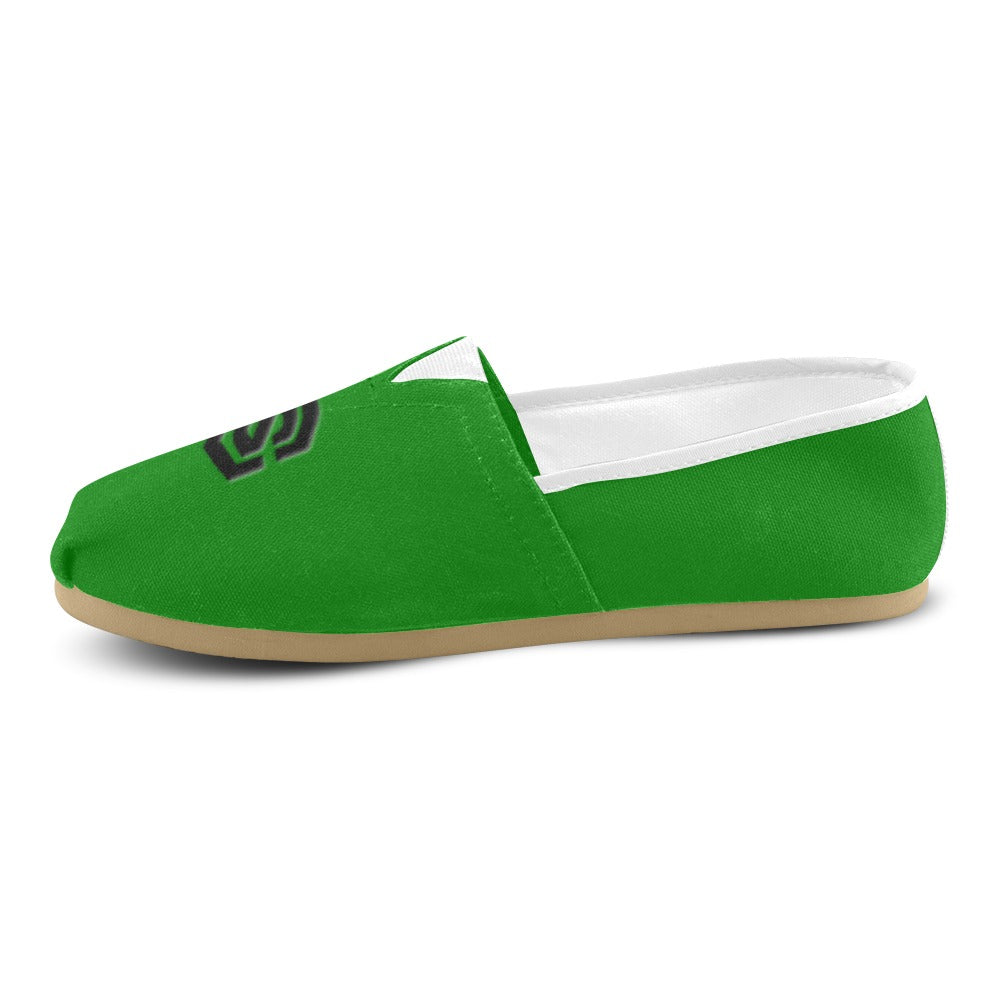 GREEN Casual Canvas Women's WITH BLACK LOGO Casual Canvas Women's Shoes (Model 004) (Designs are mirrored)
