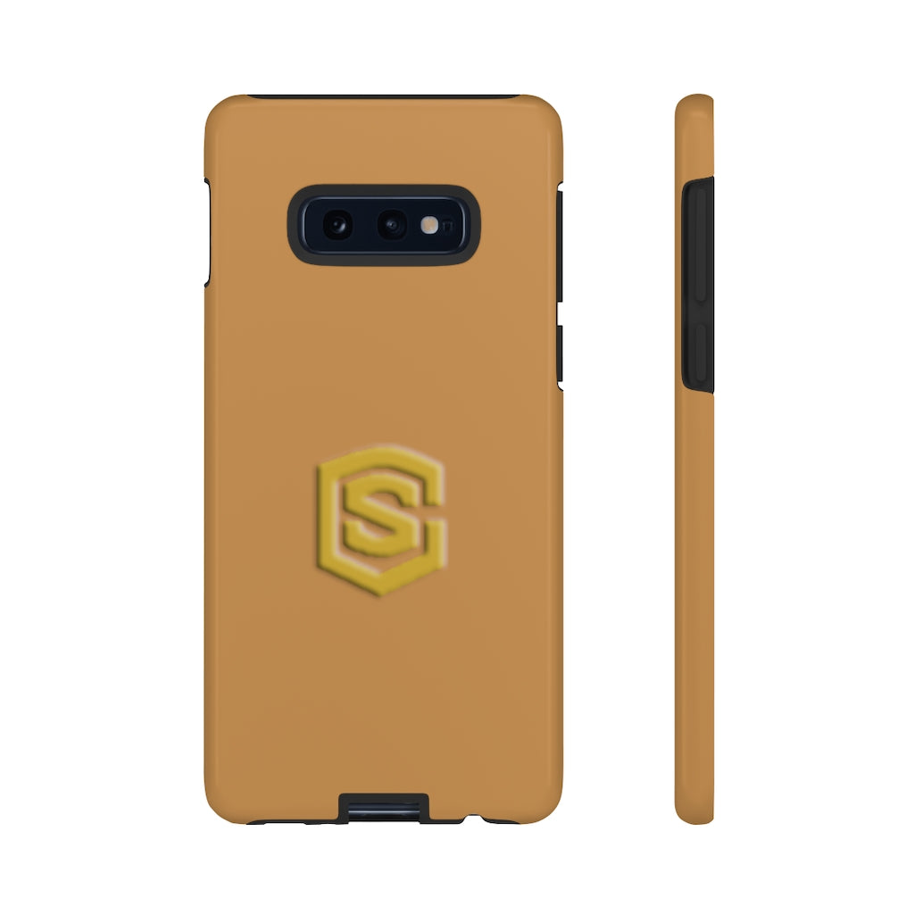 Light Brown Tough Cases Gold Logo