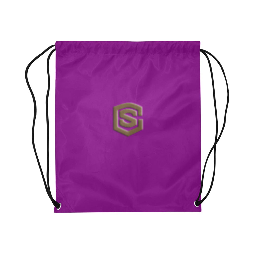 Purple Drawstring Bags Large With Brown Logo Drawstring Bags (Model 1604) (Large)