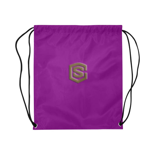 Purple Drawstring Bags Large With Brown Logo Drawstring Bags (Model 1604) (Large)