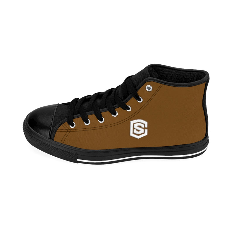 brown Men's High-top Sneakers - white logo