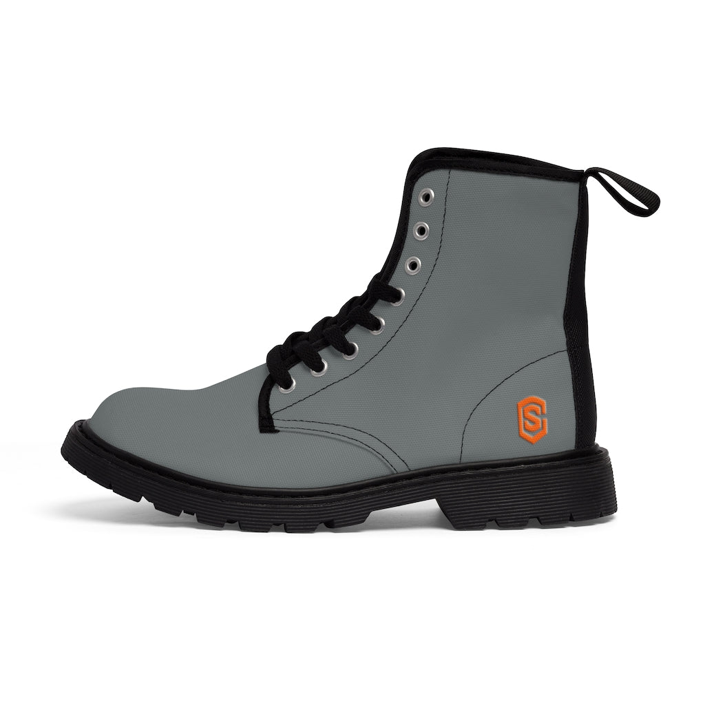 Grey Men's Canvas Boots Orange Logo
