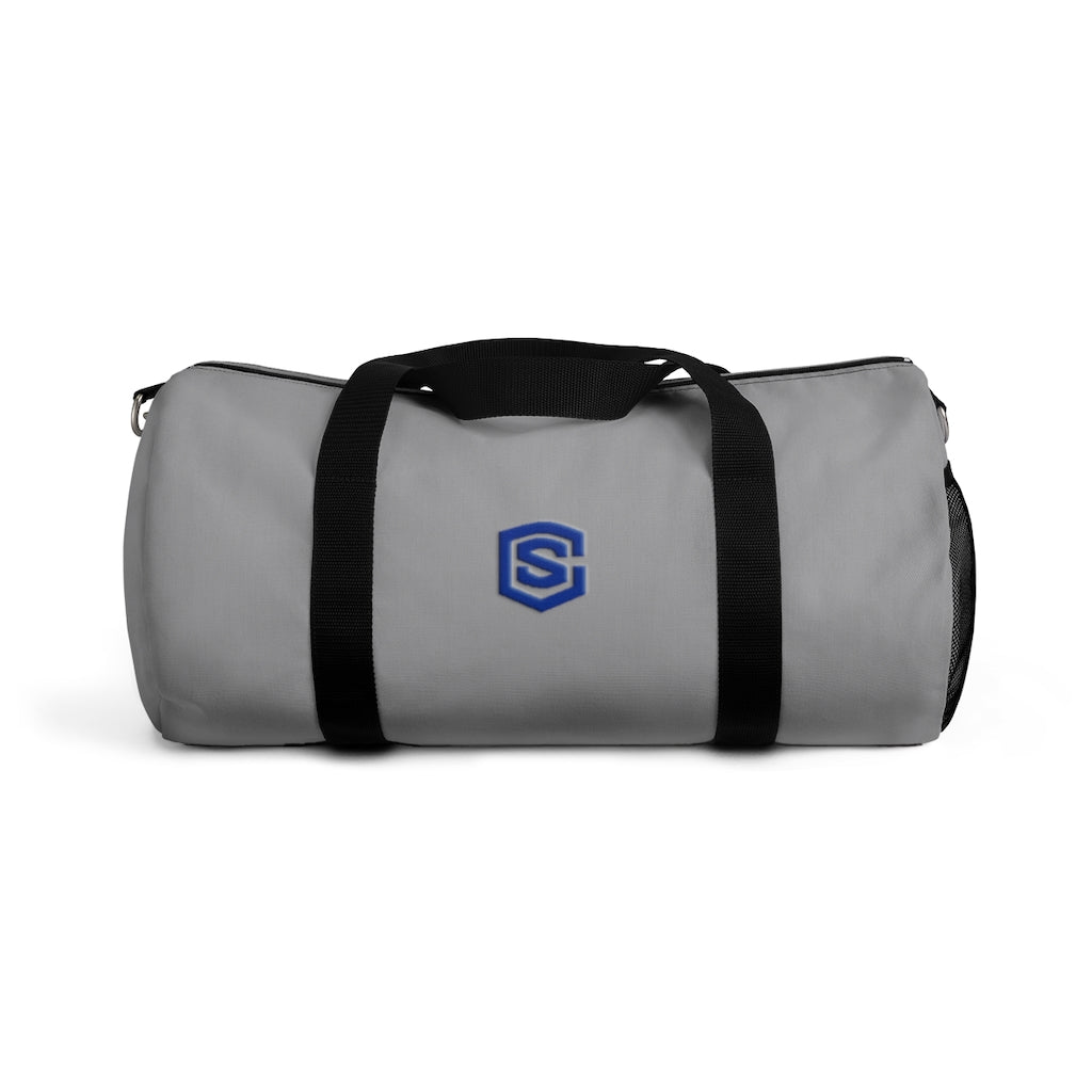 Grey Duffel Bag Blue Logo