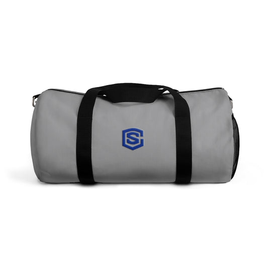 Grey Duffel Bag Blue Logo