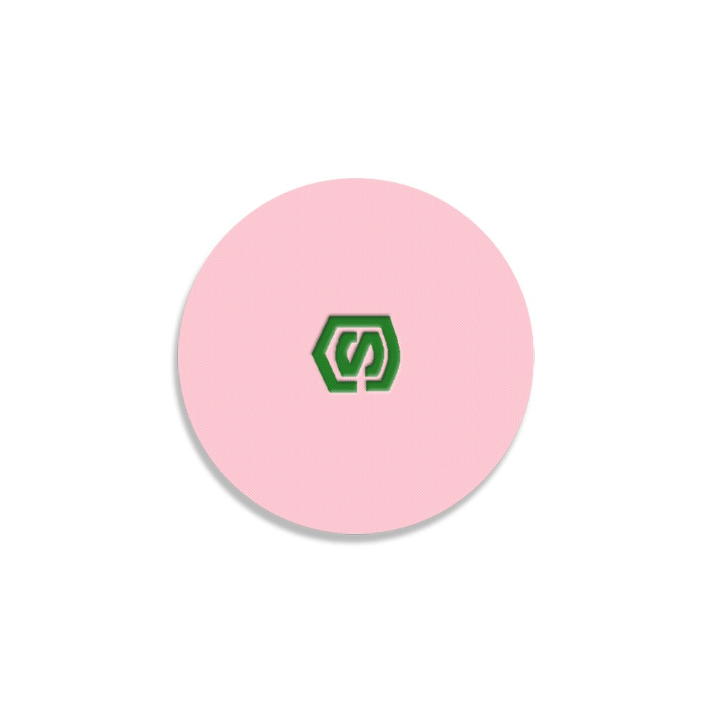 Pink Round Coaster with Green Logo Round Coaster