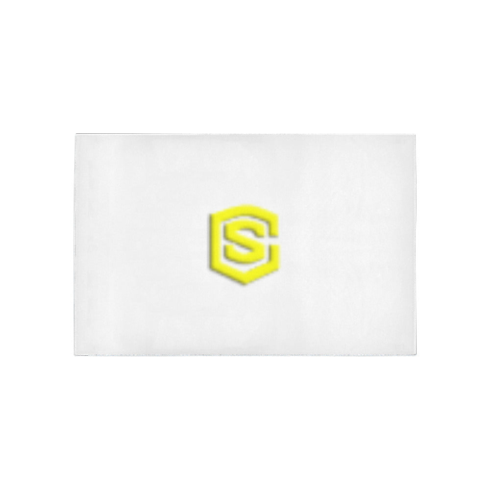 White Area Rug Yellow Logo Area Rug 5' x 3.2'