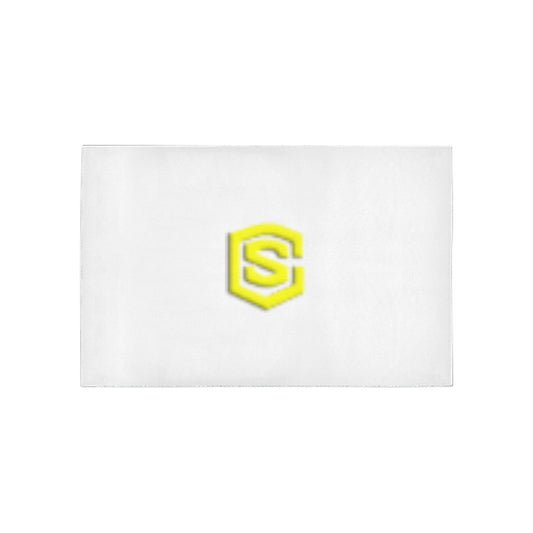 White Area Rug Yellow Logo Area Rug 5' x 3.2'