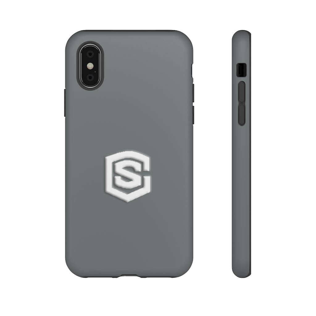 Grey Tough Cases White Logo